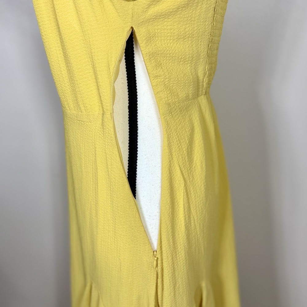 ASTR The Label Womens Dress S Butter Yellow Puff Sleeve Mini Fit Flare Coquette - Picture 3 of 9